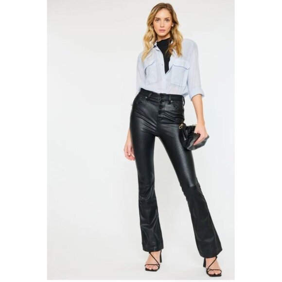 KanCan Womens High Rise Faux Leather Bootcut Pants Black Size 26, NEW - Picture 1 of 9